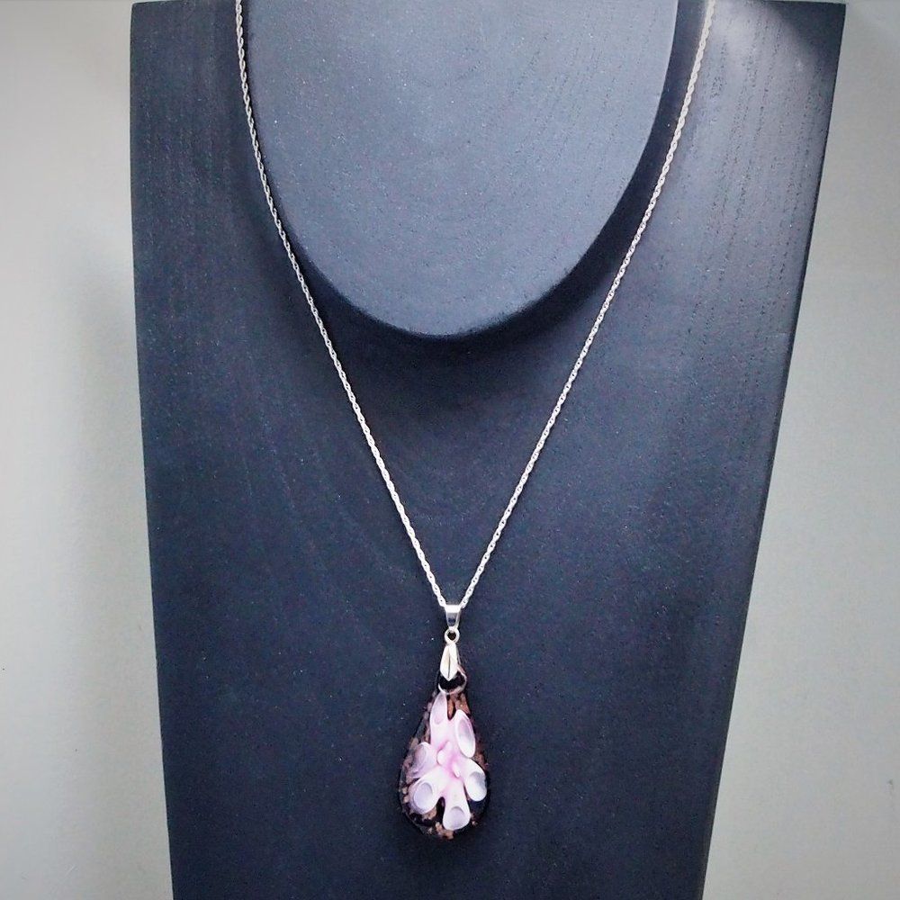 Murano Blown Art Glass 14kGP Bail Ster SilverChain - Picture 2 of 7